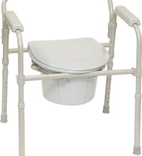 Three-in-One Folding Commode with Full Seat