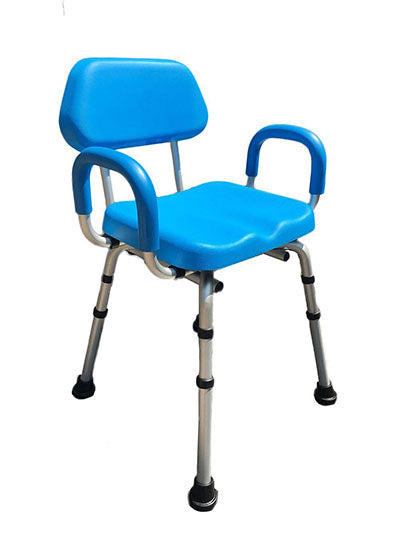 Comfortable Shower Chair, Padded Backrest and Armrests, Blue