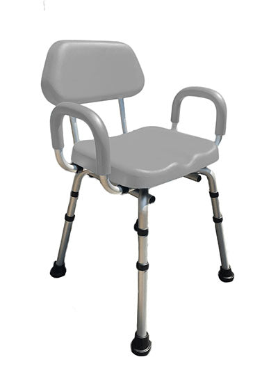 Comfortable Shower Chair, Padded Backrest and Armrests, Gray