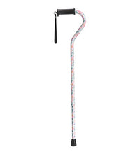 Drive, Adjustable Height Offset Handle Cane with Gel Hand Grip, Floral