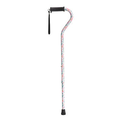 Drive, Adjustable Height Offset Handle Cane with Gel Hand Grip, Floral