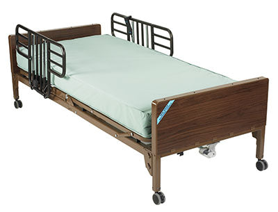 Drive, Delta Ultra Light Full Electric Hospital Bed with Half Rails and Therapeutic Support Mattress