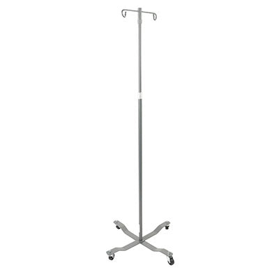 Drive, Economy Removable Top I. V. Pole, 2 Hook Top, Silver Vein