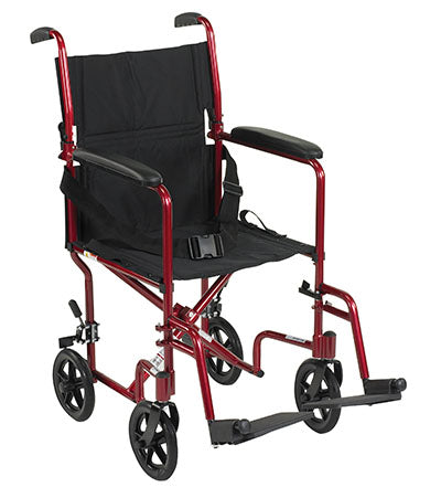 Drive, Lightweight Transport Wheelchair, 19" Seat, Red
