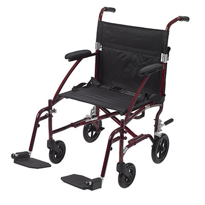 Drive, Fly Lite Ultra Lightweight Transport Wheelchair, Burgundy