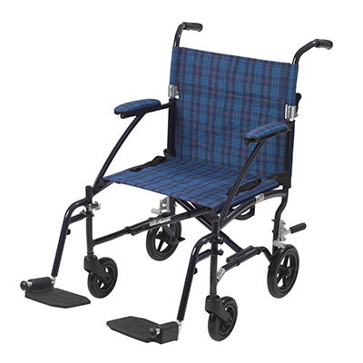 Drive, Fly Lite Ultra Lightweight Transport Wheelchair, Blue