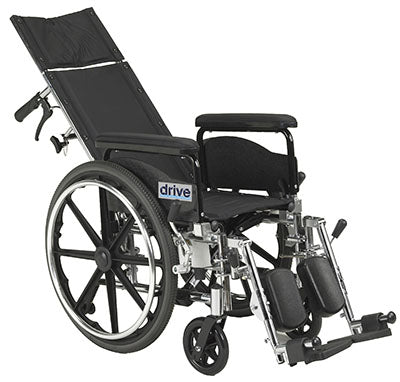 Drive, Viper Plus GT Full Reclining Wheelchair, Detachable Full Arms, 20" Seat