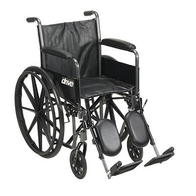 Drive, Silver Sport 2 Wheelchair, Detachable Full Arms, Elevating Leg Rests, 16" Seat