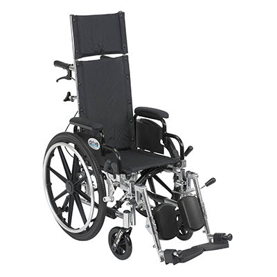 Drive, Viper Plus Light Weight Reclining Wheelchair with Elevating Leg Rests and Flip Back Detachable Arms, 12" Seat