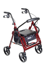 Drive, Duet Dual Function Transport Wheelchair Rollator Rolling Walker, Burgundy