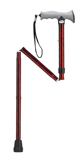 Drive, Adjustable Lightweight Folding Cane with Gel Hand Grip, Red Crackle