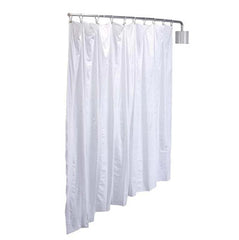 Wall Mount Privacy Screen with White Vinyl Curtain