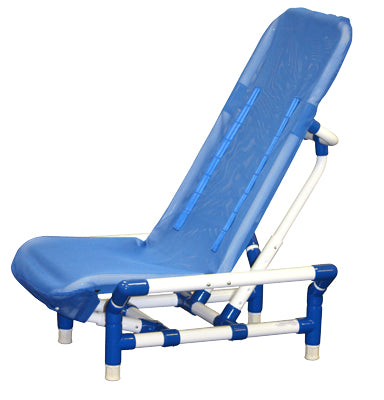 Reclining bath chair with safety harness, Medium, beach bubble blue