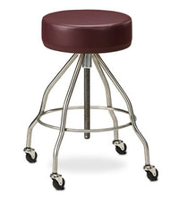 Clinton, Upholstered Top Stainless Steel Stool, 4 Casters