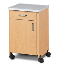 Clinton, Mobile Bedside Cabinet, Molded Top, 18" x 16" x 29.25"