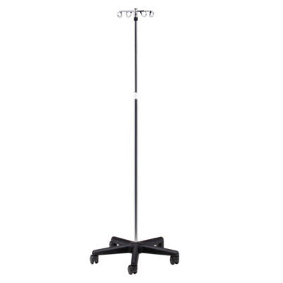 Clinton, Economy 4-Hook IV Pole, Nylon base, 5-Leg