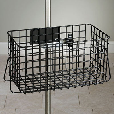 Clinton, IV Pole Accessory, Heavy Duty Wire Basket, Black, 12" x 6.5" x 6"