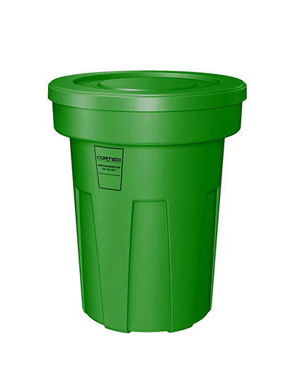 Food Grade Receptacle w/Lid, Green, 45 gal