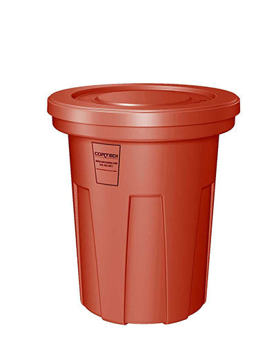 Food Grade Receptacle w/Lid, Red, 40 gal