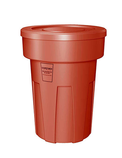 Food Grade Receptacle w/Lid, Red, 50 gal