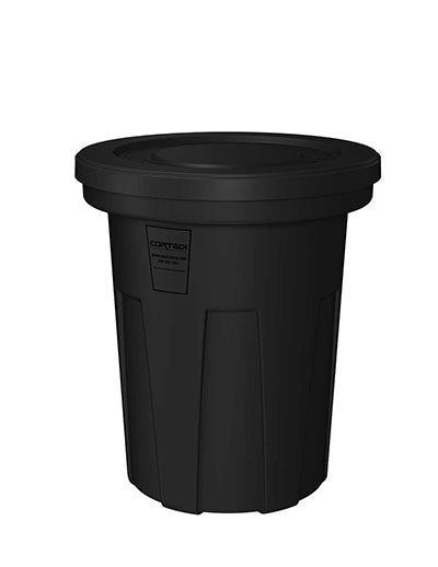 Food Grade Receptacle w/Lid, Black, 40 gal