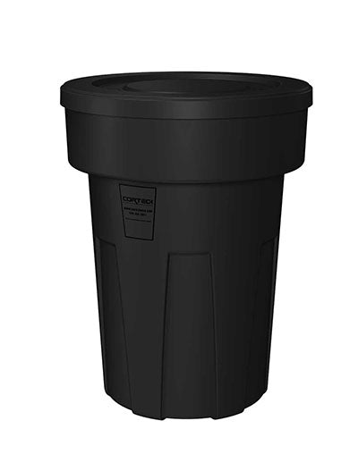 Food Grade Receptacle w/Lid, Black, 50 gal