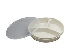 Partitioned scoop dish with cover, sandstone, 8