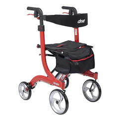 Drive, Nitro Euro Style Rollator Rolling Walker, Tall, Red