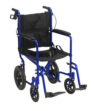 Drive, Lightweight Expedition Transport Wheelchair with Hand Brakes, Blue