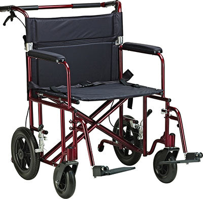 Bariatric Aluminum Transport Chair, 22" seat