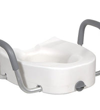 Drive, Premium Plastic Raised Toilet Seat with Lock and Padded Armrests, Elongated