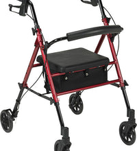 Adjustable Height Rollator, 6" Casters, Red