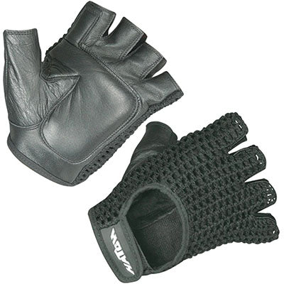 Hatch Wheelchair Gloves, Mesh Back, Leather Palm, Black, Large, Pair