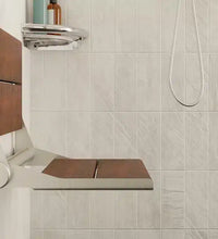 INVISIA™ SerenaSeat™ Pro Stainless, 18" Width, Medium Stain, Brushed Stainless Frame