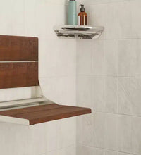 INVISIA™ SerenaSeat™ Pro Stainless, 18" Width, Medium Stain, Brushed Stainless Frame