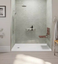 INVISIA™ SerenaSeat™ Pro Stainless, 26" Width, Light Stain, Polished Chrome Frame