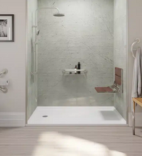 INVISIA™ SerenaSeat™ Pro Stainless, 26" Width, Light Stain, Matte White Frame