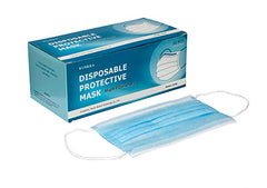 3 Ply Disposable Face Masks With Ear Loops And Adjustable Nose Clips, Box Of 50
