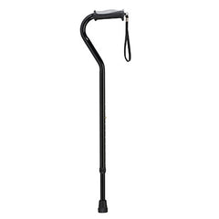 Drive, Adjustable Height Offset Handle Cane With Gel Hand Grip, Black