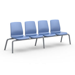 Structured Seating, 3 Seats, No Arms, Floor Glides, Blue Grey