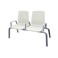 Structured Seating, 2 Seats, Arms/Dividers, Floor Glides, Stone Gray