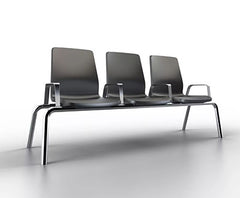 Structured Seating, 3 Seats, Arms/Dividers, Floor Glides, Black