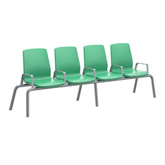Structured Seating, 4 Seats, Arms/Dividers, Bolt Down, Green
