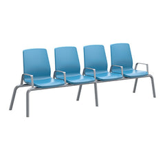 Structured Seating, 4 Seats, Arms/Dividers, Bolt Down, Slate Blue
