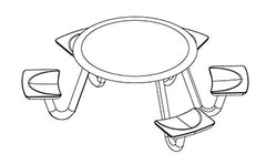 Ada Anchor Table, J-Leg, 5 Canvas Seats, Round, 48