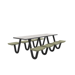 Anchor Table, J-Leg, 8 Moss Seats, Rectangle, 30