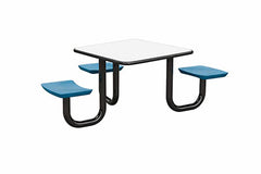 Ada Anchor Table, U-Leg, 3 Slate Blue Seats, Square, 42