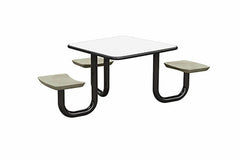 Ada Anchor Table, U-Leg, 3 Stone Gray Seats, Square, 42