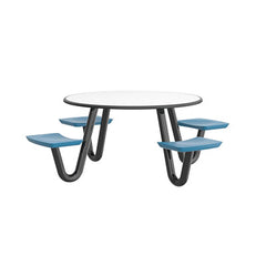 Anchor Table, U-Leg, 4 Slate Blue Seats, Round, 42