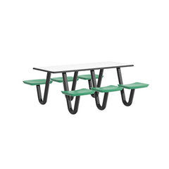 Anchor Table, U-Leg, 6 Green Seats, Rectangle, 30